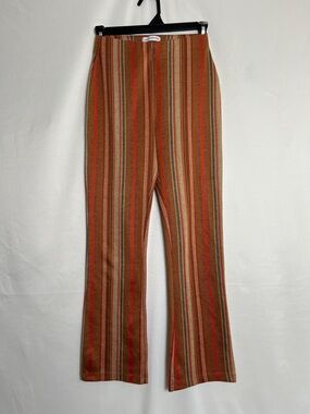 Urban Outfitters Rust, Tan & Olive Striped Knit Flare Pants